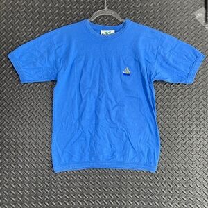 Vintage SK Sport Blue Seashell Made In USA Water Sport Shirt Men's Size‎ Small